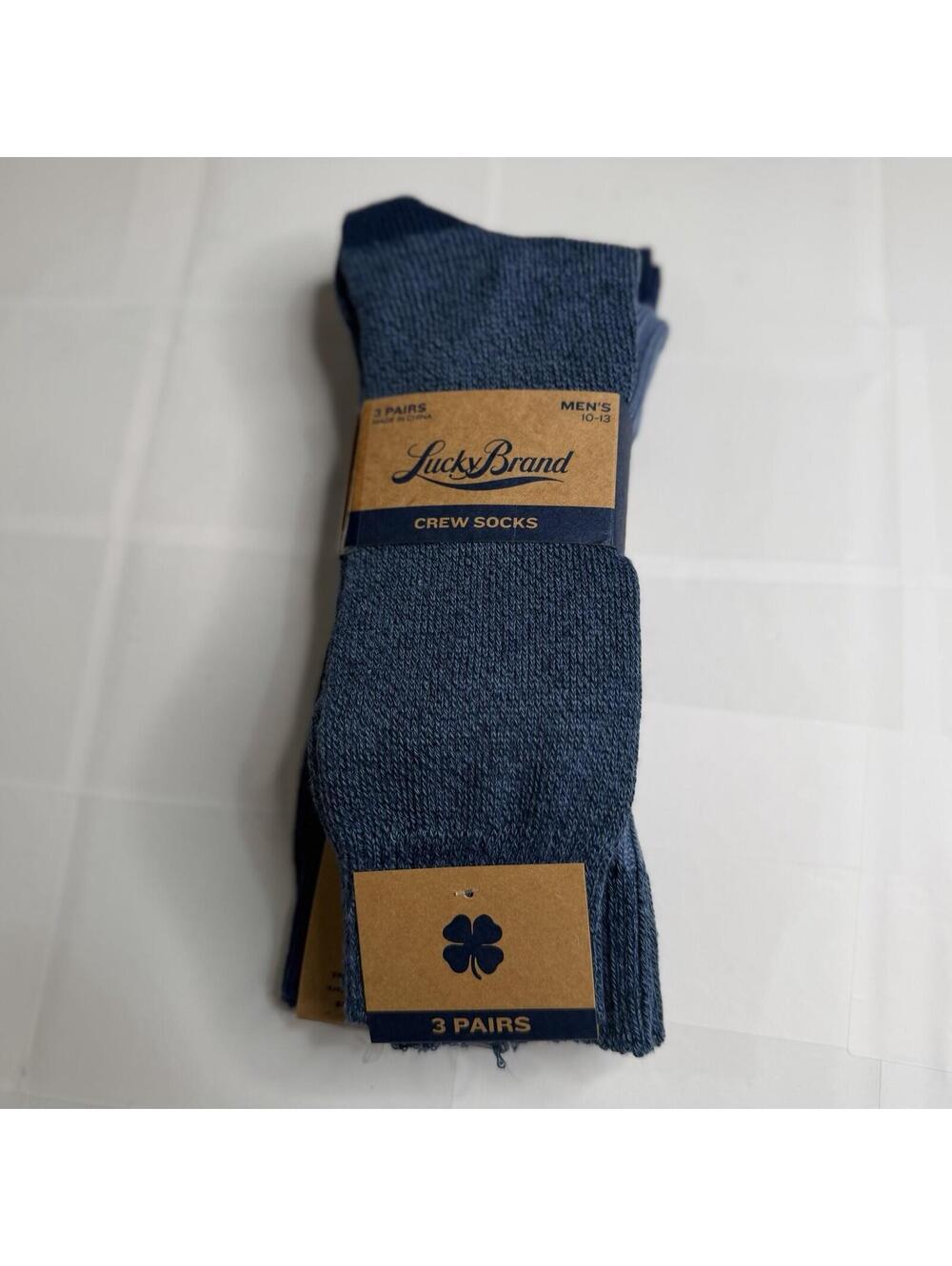 Size 10-23 Lucky Brand Crew Socks 3 Pair Pack Blue Heather